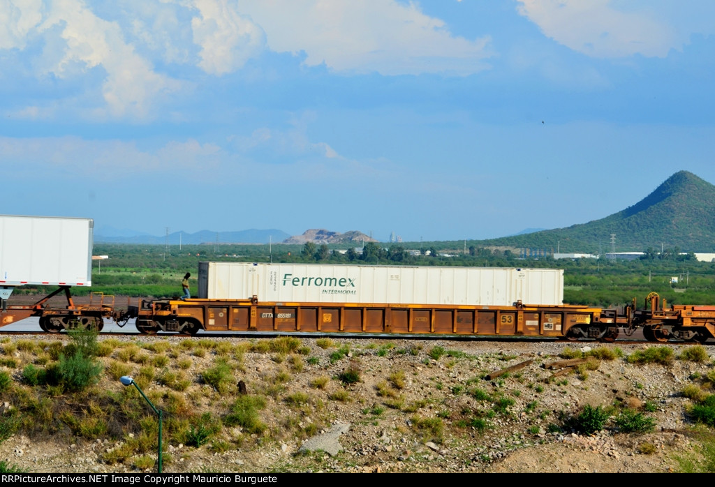 DTTX Stack car with Ferromex container